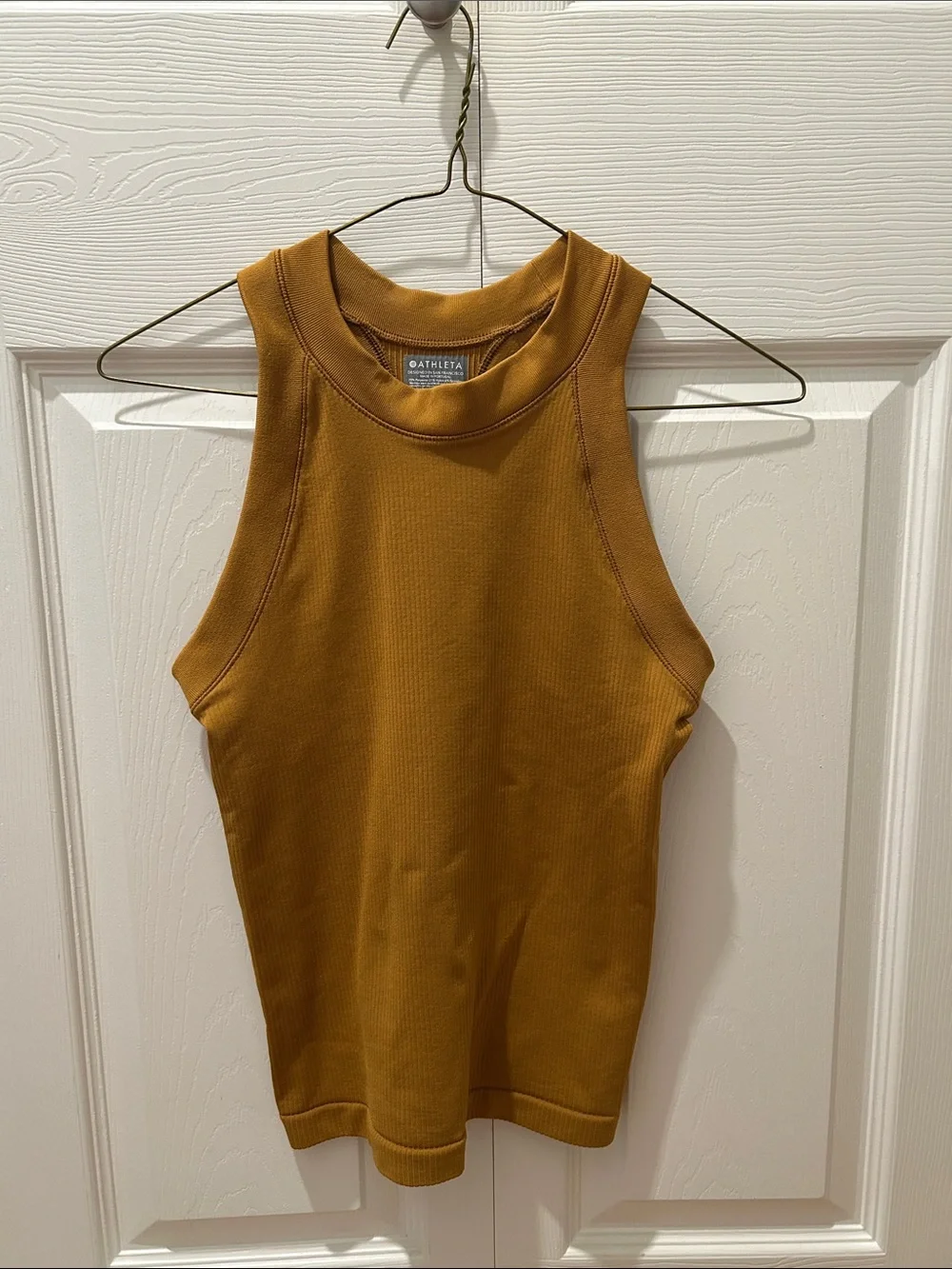 Athleta Ribbed High-Neck Tank in Mustard Gold - Picture 1 of 3